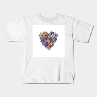 Heart Made Of Flowers Drawing Kids T-Shirt